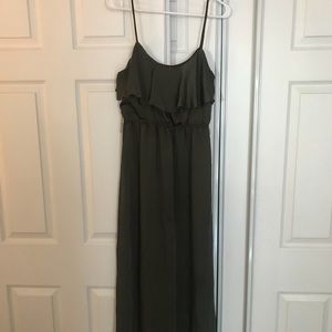 Jodi Kristopher olive, ruffle top maxi dress